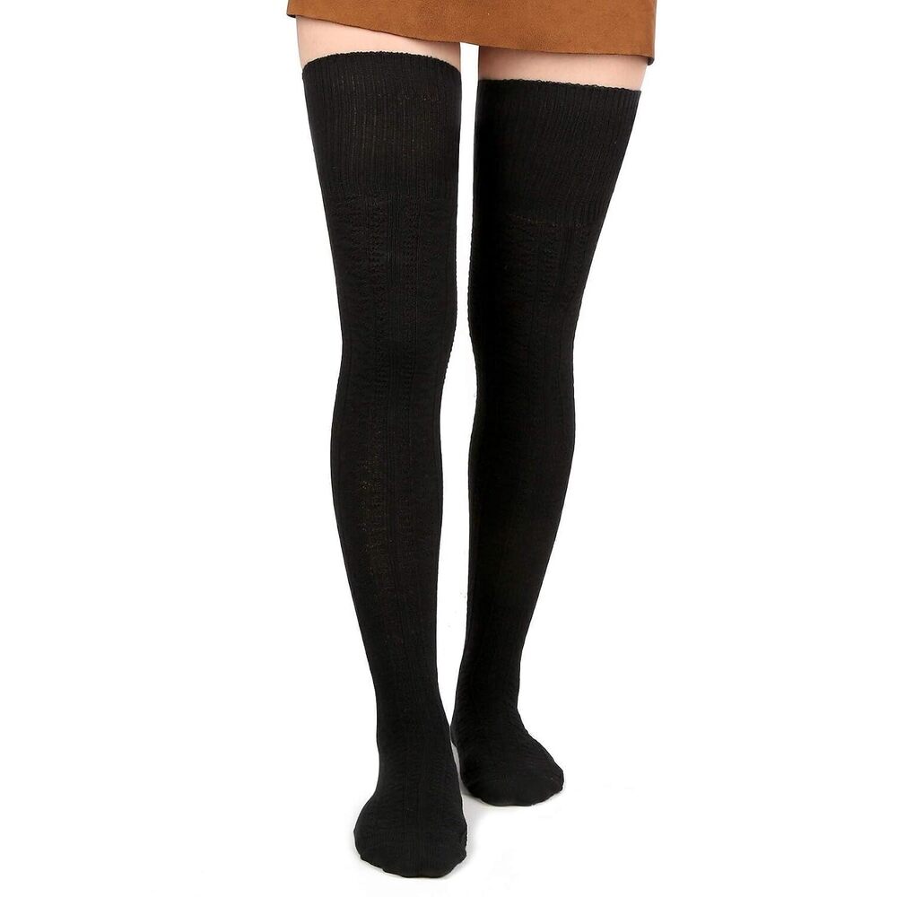 Women Thigh High Socks Extra Long Cotton Knit Warm Thick Tall Over The